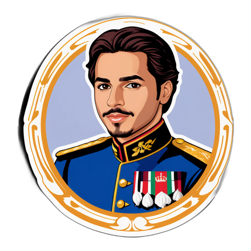 Design d'un autocollant illustrant le Prince Hussein de Jordanie