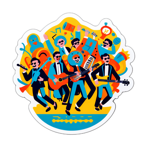 Wesoła representacja zespołu Zespół Retta na żywym koncercie