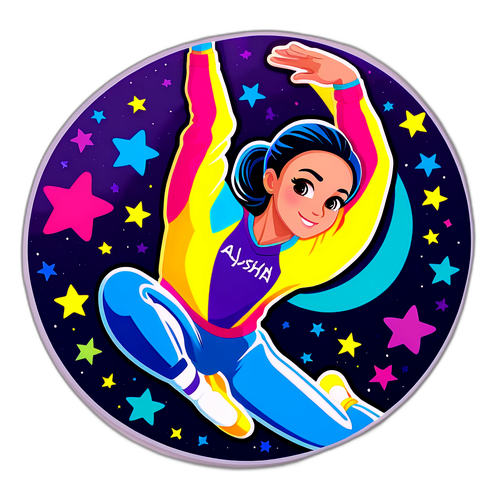 Värikäs voimistelija tarra Alysha Newmanille