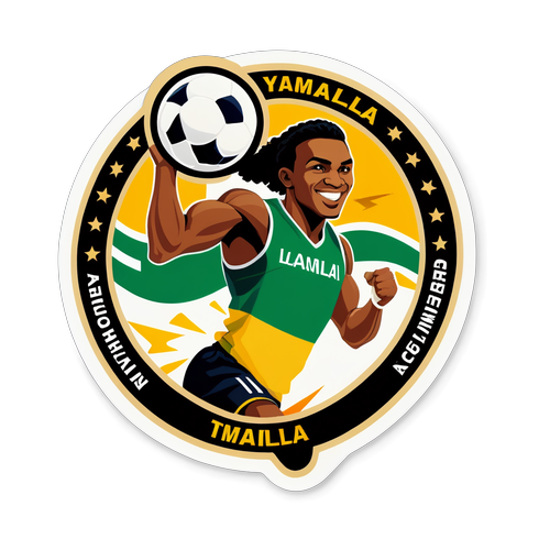 Samolepka věnovaná sportovnímu úspěchu Laminy Yamaly
