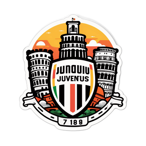 Juventus-krest med italienske landemerker
