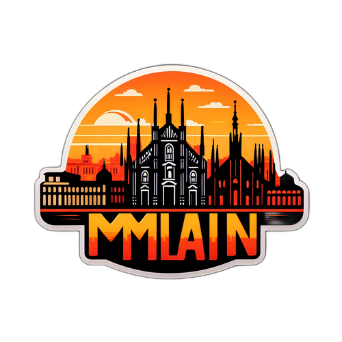 Εικονικός ορίζοντας του Μιλάνο κατά τη δύση του ηλίου