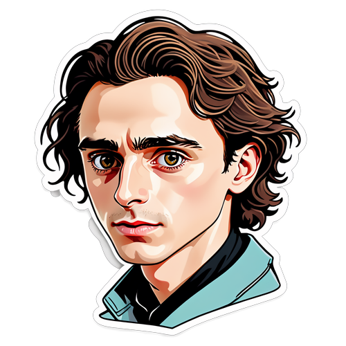 Ilustrație a lui Timothée Chalamet cu un fundal artistic