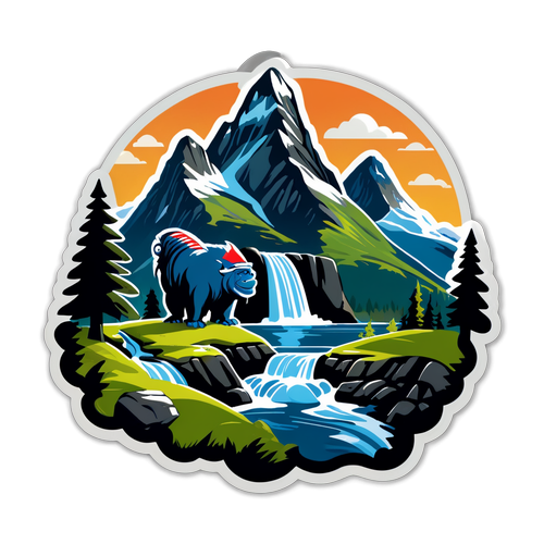 Autocollant des paysages norvégiens avec des trolls légendaires