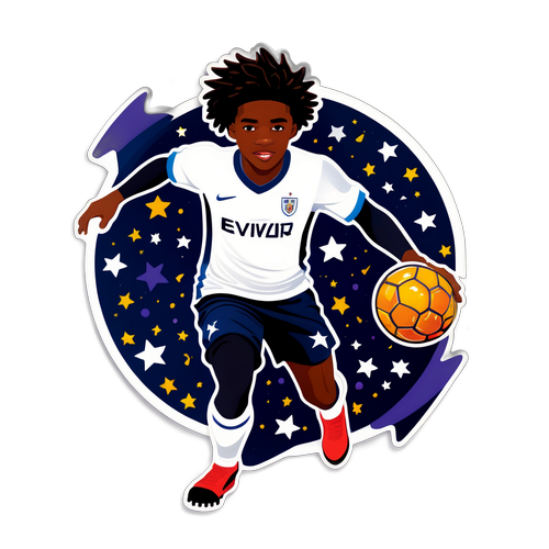 Stiker Eberechi Eze Menggiring Bola dengan Bintang Berkilauan