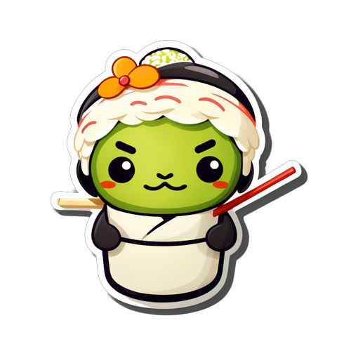 Quirky Sushi Roll Warrior Sticker