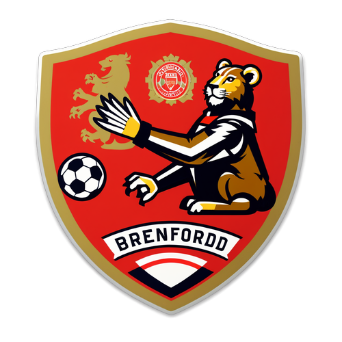 Diseño de sticker de Brentford vs Arsenal con los escudos de cada equipo y un balón de fútbol