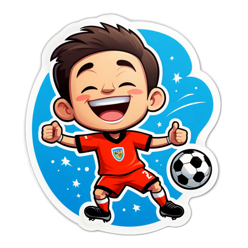 צ caricature של כדורגלן חוגג גול