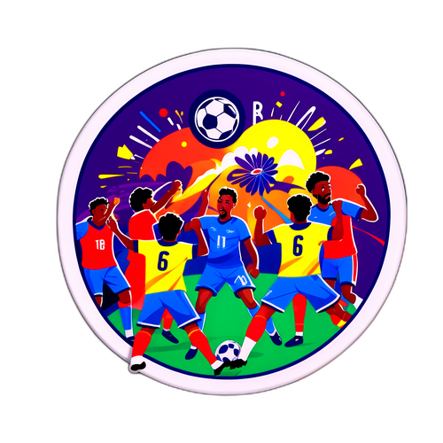 Ilustração vibrante do Volta Redonda em ação durante o jogo contra o Madureira