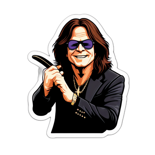 Autocolant cu Ozzy Osbourne în stil rockstar