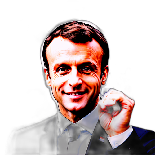 Sticker van Emmanuel Macron met een vriendelijke begroeting