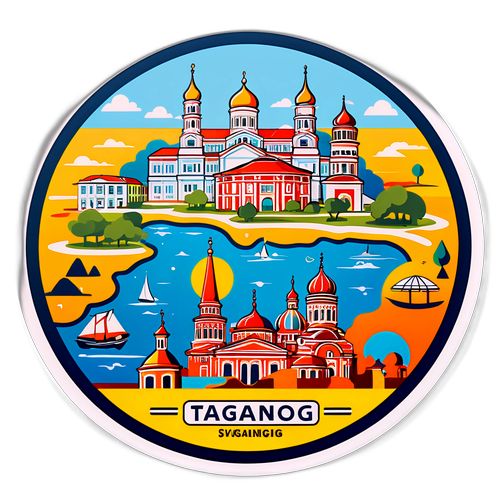 Стікери з відомими архітектурними структурами Таганрога, стилізованими під ретро-карту