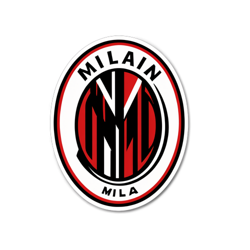 Un sticker modern cu logo-ul echipei Milan, îmbinând tradiția cu inovația