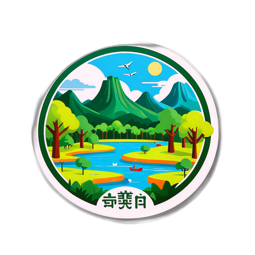 深圳著名公园自然风景与安全提示贴纸