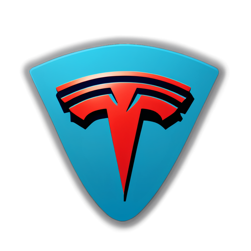 Sticker futurist cu logo-ul Tesla pe un fundal electric