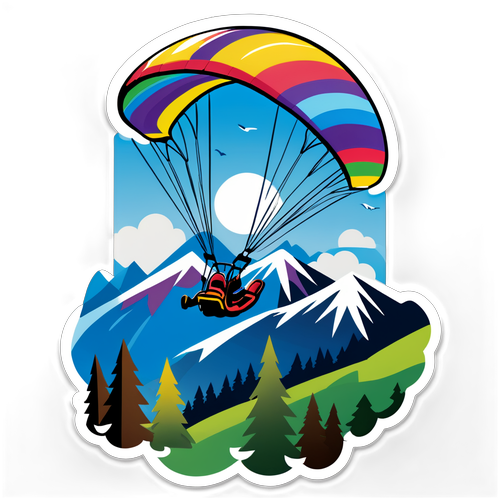 Stiker Mainan Paragliding yang Menggambarkan Kegembiraan Dan Petualangan