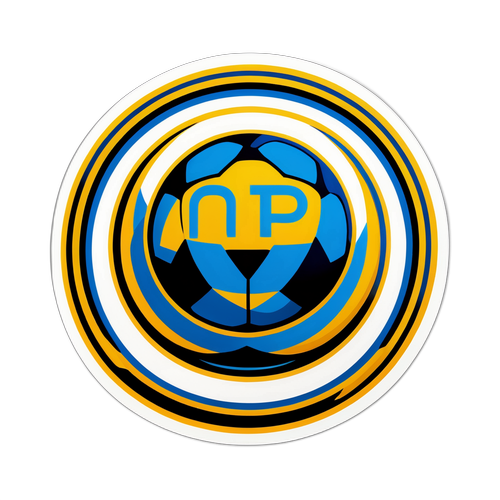 Sticker cu logo-ul stilizat al echipei Inter, cu culorile echipei și o minge de fotbal