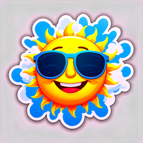 Unleash Joy with the Sunglasses-Wearing Sun Sticker That Brightens Your Day!