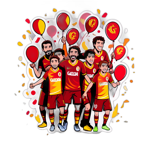 Fani Galatasaray w kreskówkowej radości po zwycięskim meczu