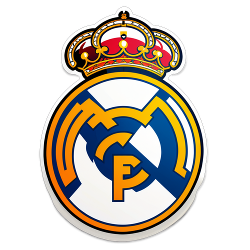 Sticker Emblem Real Madrid di Latar Belakang Padang Bola