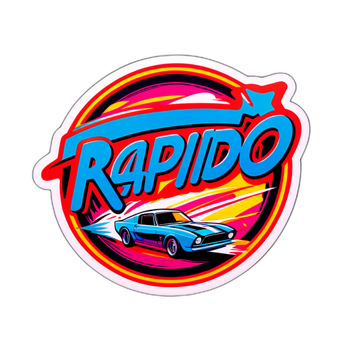 रेट्रो-शैली का स्टिकर 'Rapido'