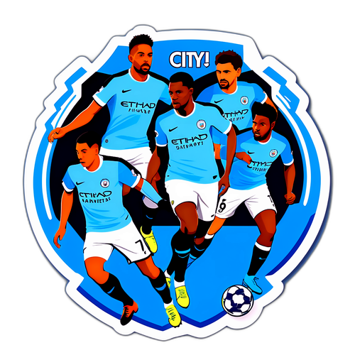 สติกเกอร์แมนเชสเตอร์ซิตี้ featuring players in action