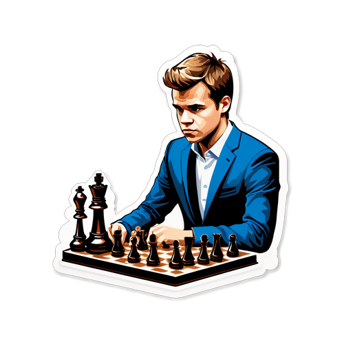 Sticker artistic cu Magnus Carlsen jucând șah