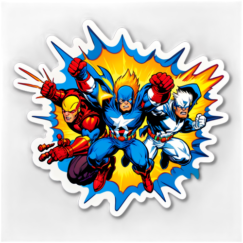 Sticker cu supereroi în stil comic Thunderbolts