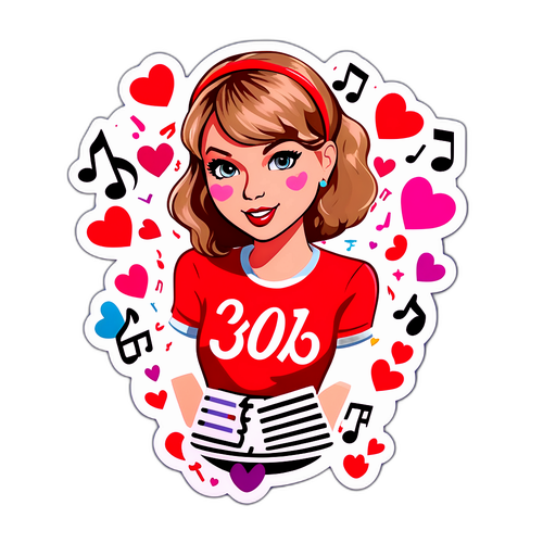 Masayang Ilustrasyon ng isang Babae na may Musikang Tema