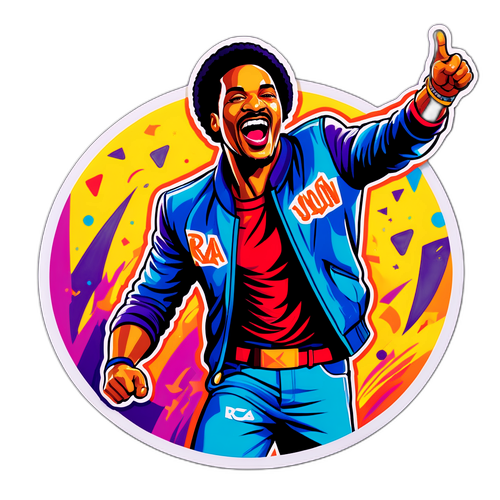 Design de sticker cu Raja Jackson celebrând o victorie