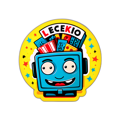 Diseño divertido representando Telekino con premio de cartón y el mensaje 'La suerte está en jugar'