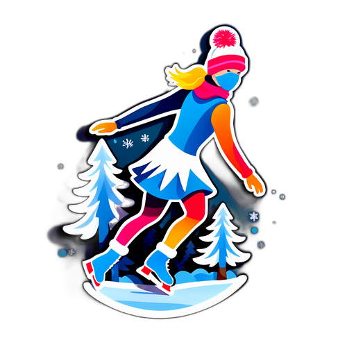 Patinatoare Emblematică în Natură de Iarnă