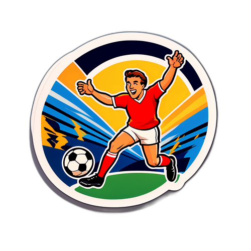 Sticker ya Mchezo wa Mpira wa Miguu Katika Mtindo wa Zamani