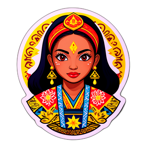 Stiker Siti Kasim dengan Motif Tradisional