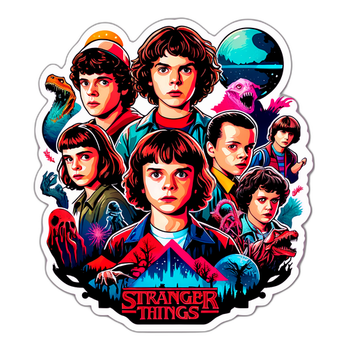 Collage créatif de personnages de Stranger Things