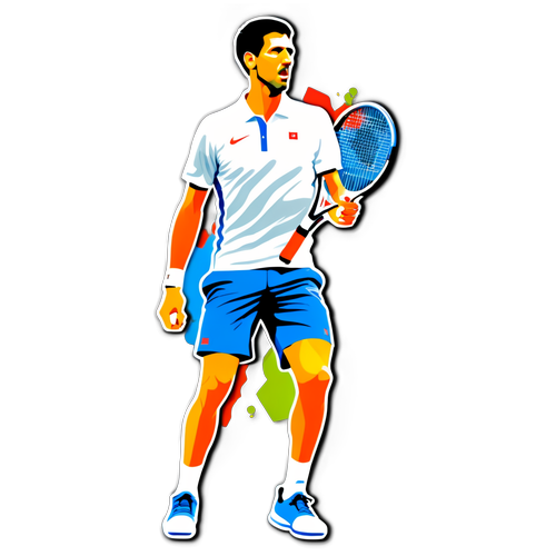 Adesivo vibrante con silhouette iconica di Novak Djokovic