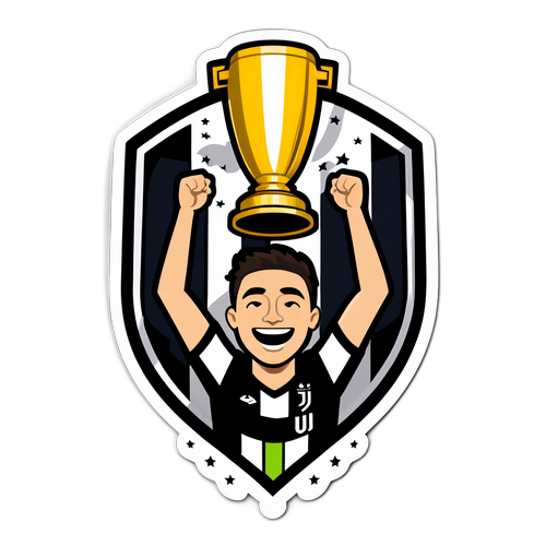유벤투스 챔피언십 트로피를 기뻐하는 스티커 디자인