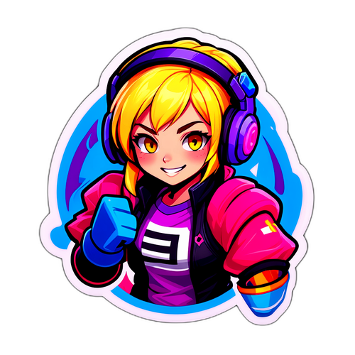 महिलाओं के ईस्पोर्ट्स का जश्न मनाने वाला रंगीन स्टिकर