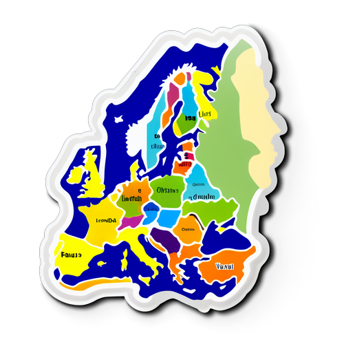 Sticker mit Porträt von Paul Lendvai und stilisierter Europakarte