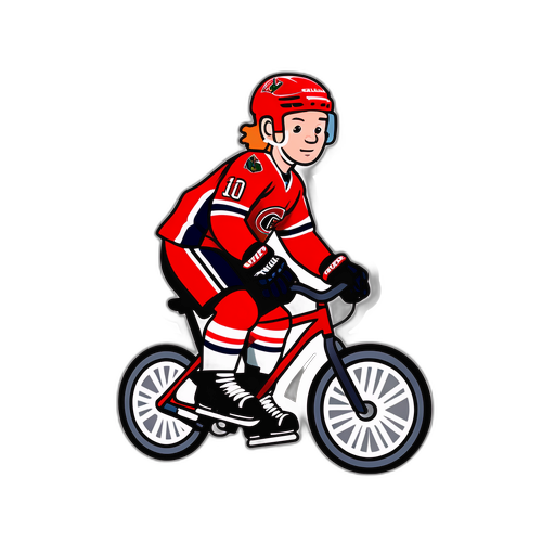 Cool illustration av Brady Tkachuk på cykel