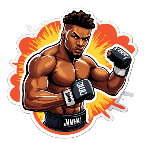 Ilustrowany sticker Jamahala Hilla w pozie walki