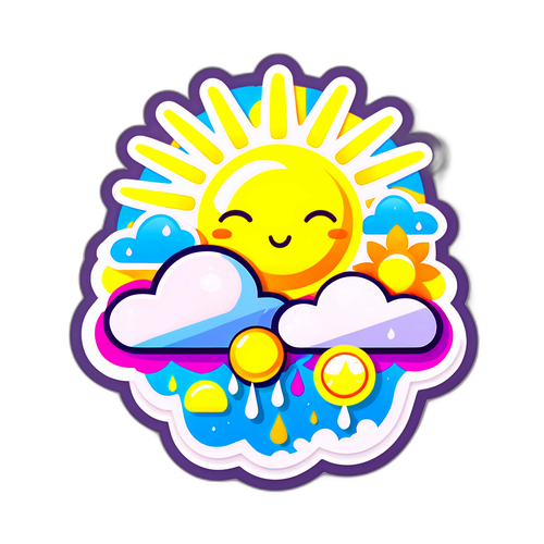Ein sonniger Aufkleber mit Wettervorhersagen für morgen