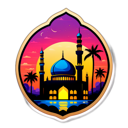 Stiker Masjid Tenang saat Sunset untuk Jadwal Sholat Surabaya
