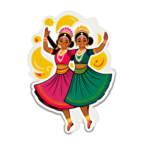 मराठी संस्कृति के लिए स्टिकर: लोक नृत्य और पारंपरिक पोशाक