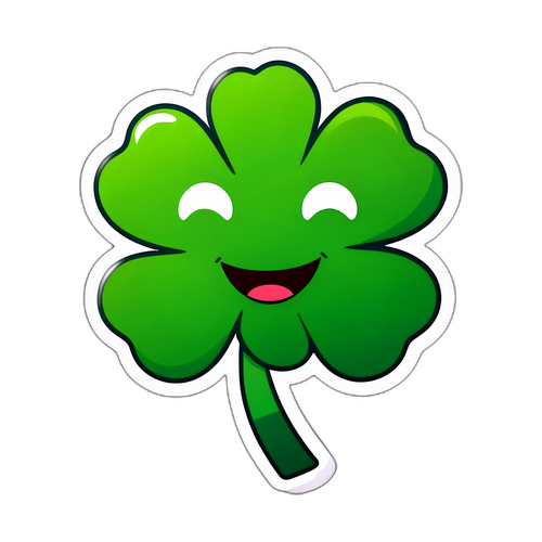 Emoticon de Trevo de Quatro Folhas Sorridente