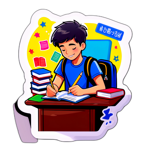 대학 입시를 위한 공부하는 학생 스티커
