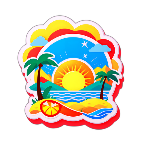 Yaz Güneşi Temalı Sticker