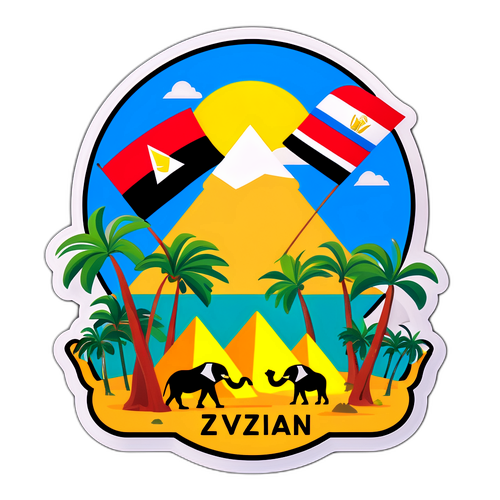 Αιγυπτιακό τοπίο με τη σημαία της Ζιμπάμπουε