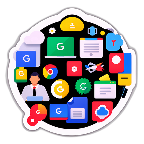 Google Workspace Studioツールを使う人々を描いた創造的なステッカー