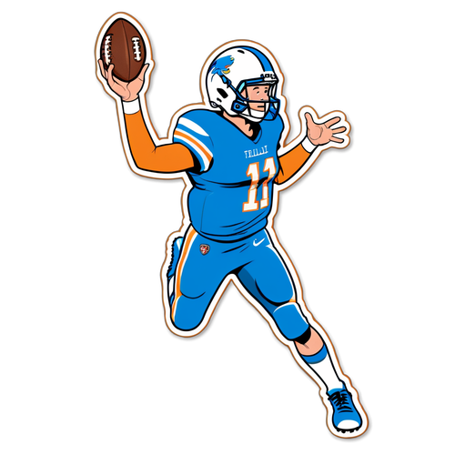 Whimsical Cartoon Sticker of a Football Player